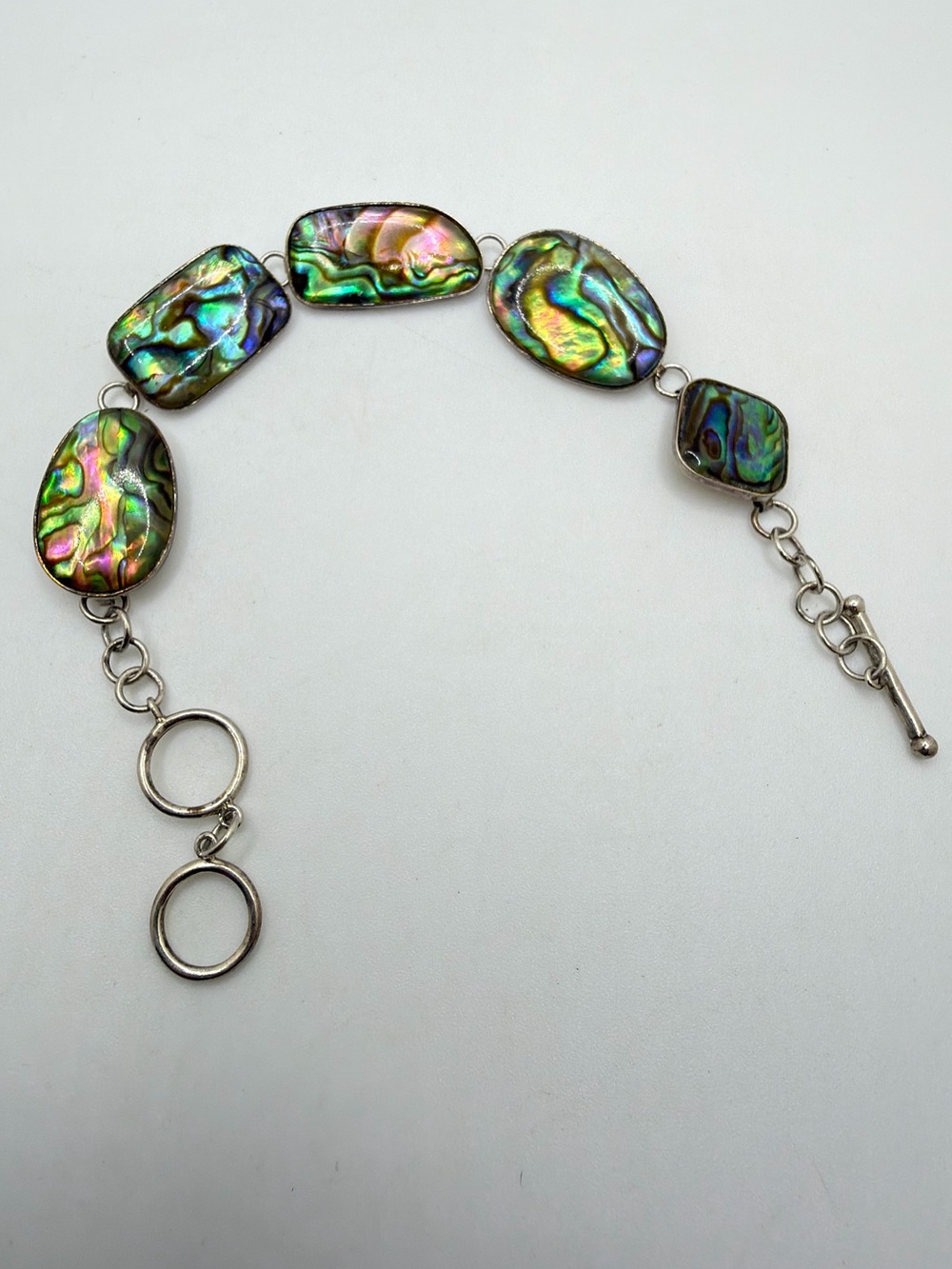 7" or 8" Lucas Lameth, sterling silver and abalone shell toggle bracelet!